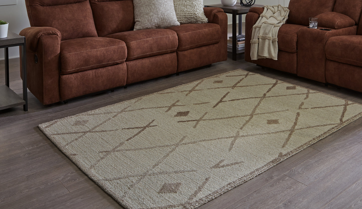 Stuart Furniture Outlet - Ashley Furniture - Guyford Rug - 5' x 7' Rug / Beige/Brown - R406872
