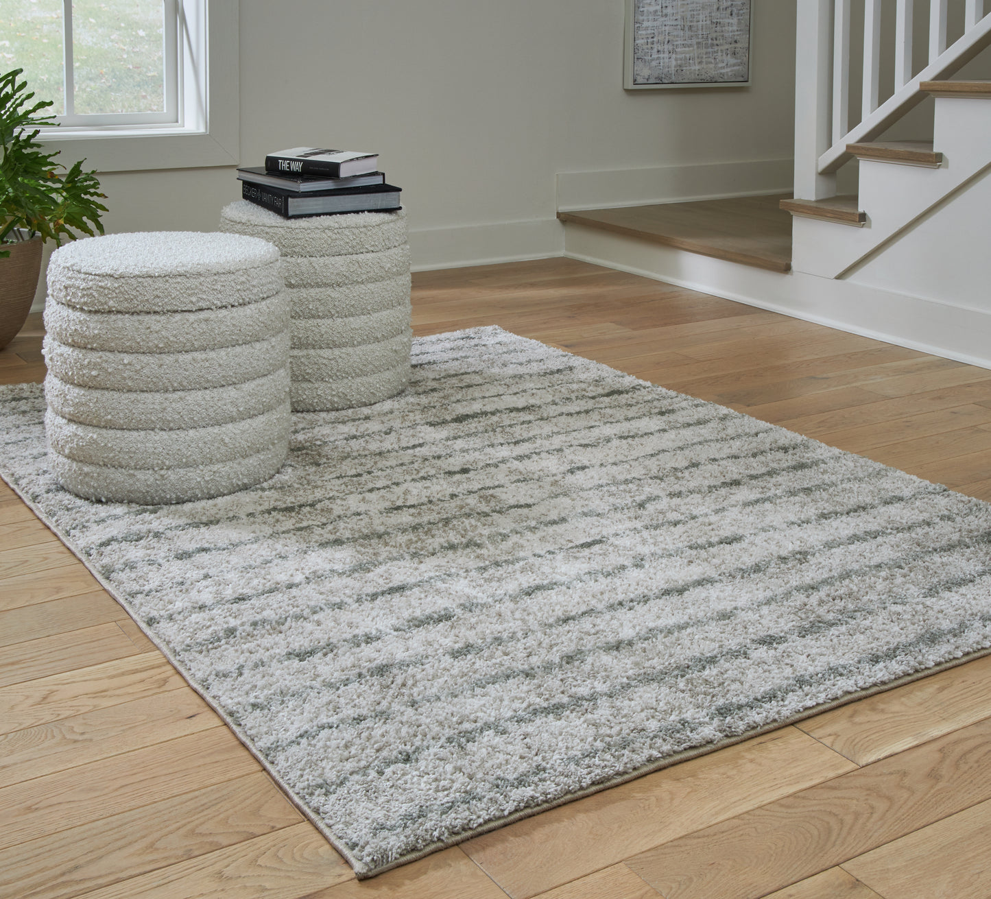 Stuart Furniture Outlet - Ashley Furniture - Laddway Rug - 5' x 7' Rug / Cream/Green - R406882