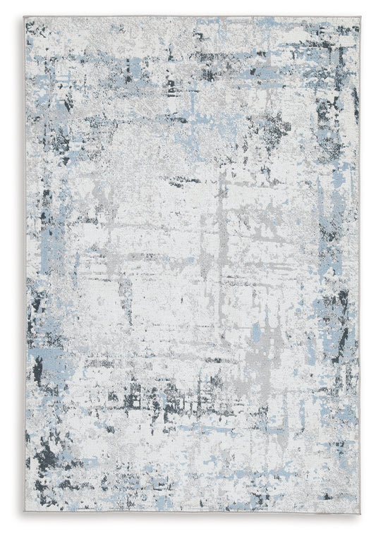 Stuart Furniture Outlet - Ashley Furniture - Emertonly Rug - 8' x 10' Washable Rug / Blue/White/Gray - R406981