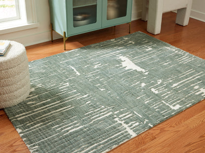 Stuart Furniture Outlet - Ashley Furniture - Cayworth Rug - 8' x 10' Rug / Teal/White - R407091