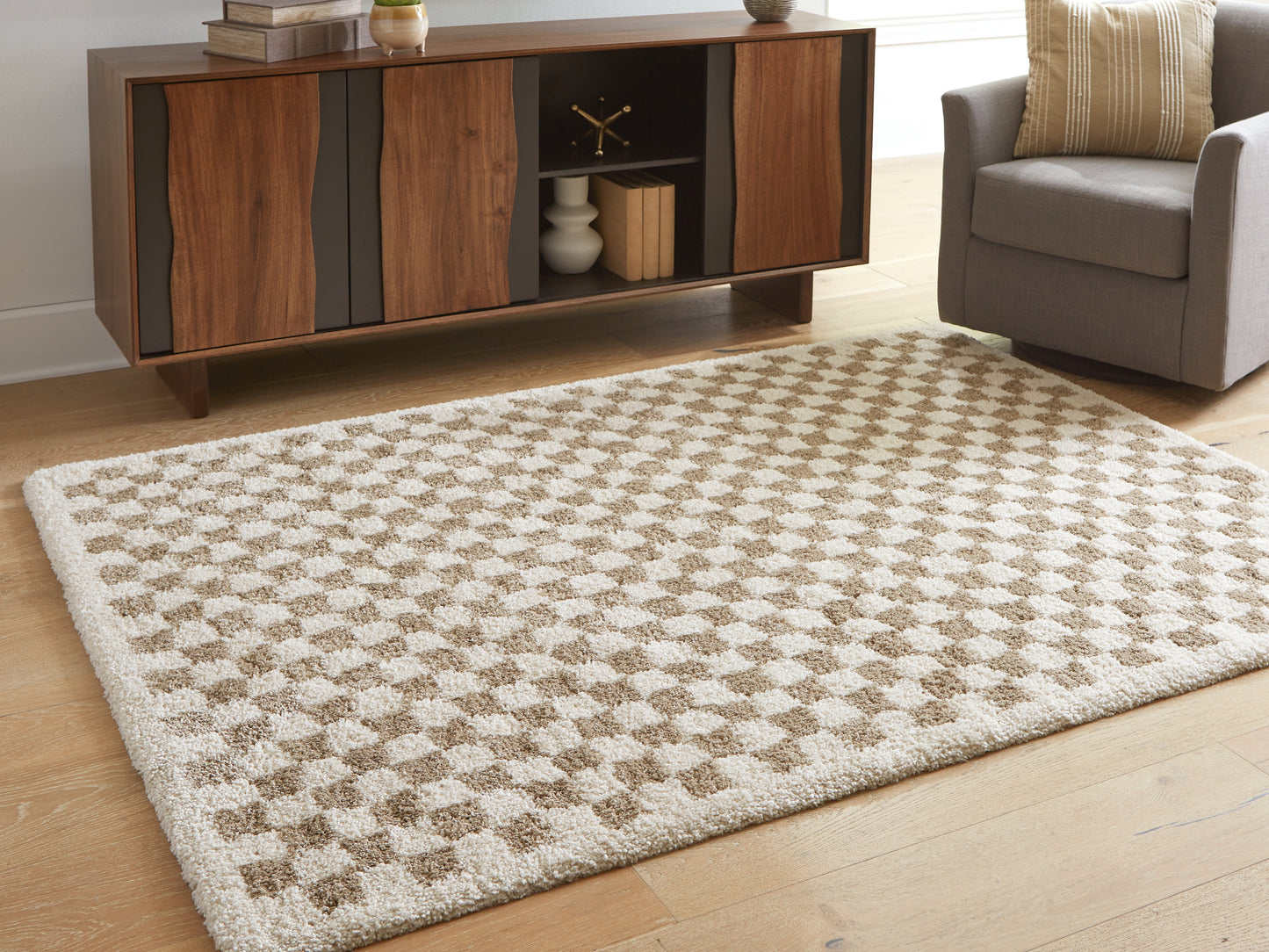 Stuart Furniture Outlet - Ashley Furniture - Karamen Rug - Medium Rug / Taupe/Ivory - R407342