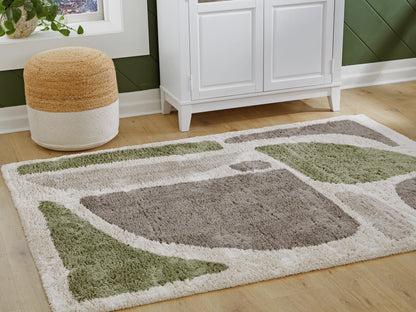 Stuart Furniture Outlet - Ashley Furniture - Anburgh Rug - Medium Rug / Green/Gray/Ivory - R407352