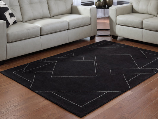 Stuart Furniture Outlet - Ashley Furniture - Marav Rug - 7'8" x 10' Area Rug / Black/White - R407531