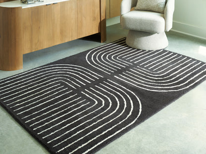 Stuart Furniture Outlet - Ashley Furniture - Eldonmore Rug - 5' x 7' Area Rug / Black/Ivory - R407572