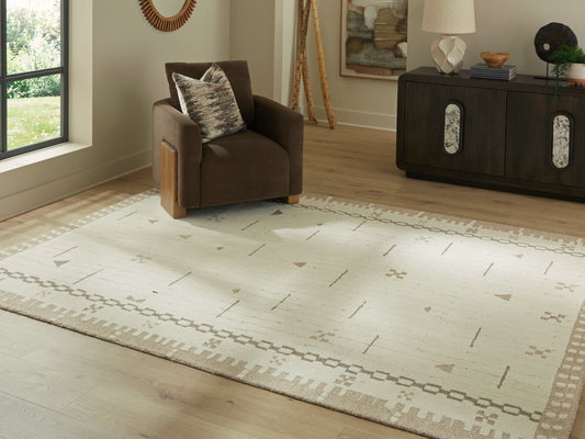Stuart Furniture Outlet - Ashley Furniture - Dot Rug - 7'8" x 10' Area Rug / Cream/Brown/Taupe - R407651