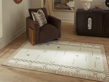 Stuart Furniture Outlet - Ashley Furniture - Dot Rug - 5' x 7' Area Rug / Cream/Brown/Taupe - R407652