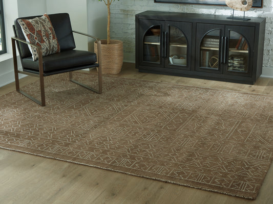 Stuart Furniture Outlet - Ashley Furniture - Merrittman Rug - 5' x 7' Area Rug / Brown/Ivory - R407702