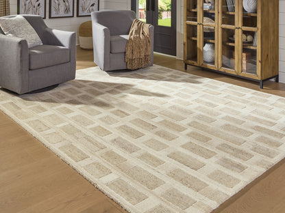 Stuart Furniture Outlet - Ashley Furniture - Lisgrove Rug - 7'8" x 10' Area Rug / Tan/Brown/White - R407711
