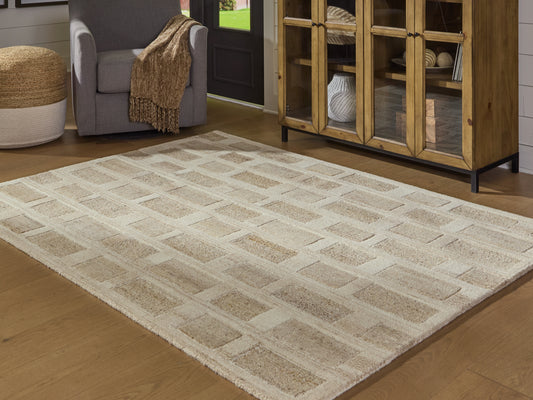 Stuart Furniture Outlet - Ashley Furniture - Lisgrove Rug - 5' x 7' Area Rug / Tan/Brown/White - R407712
