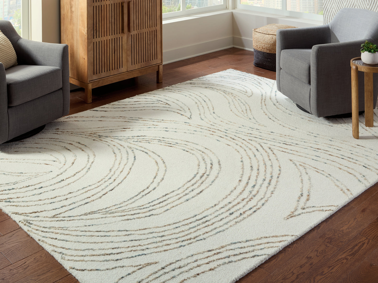 Stuart Furniture Outlet - Ashley Furniture - Deenbury Rug - 5' x 7' Area Rug / Ivory/Green/Brown - R407862