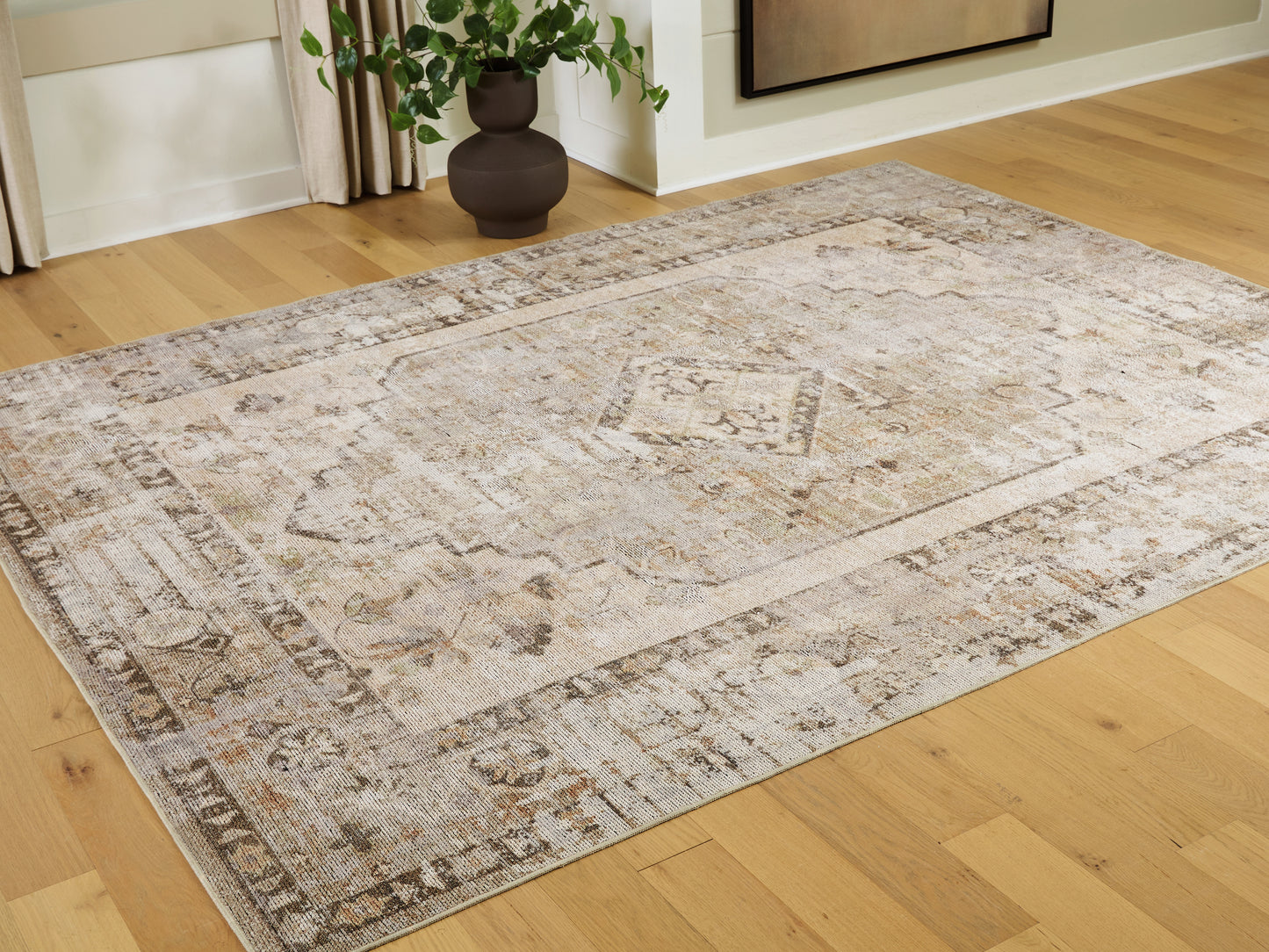 Stuart Furniture Outlet - Ashley Furniture - Livdon Rug - Washable Large Rug / Brown/Beige/Gray - R407911