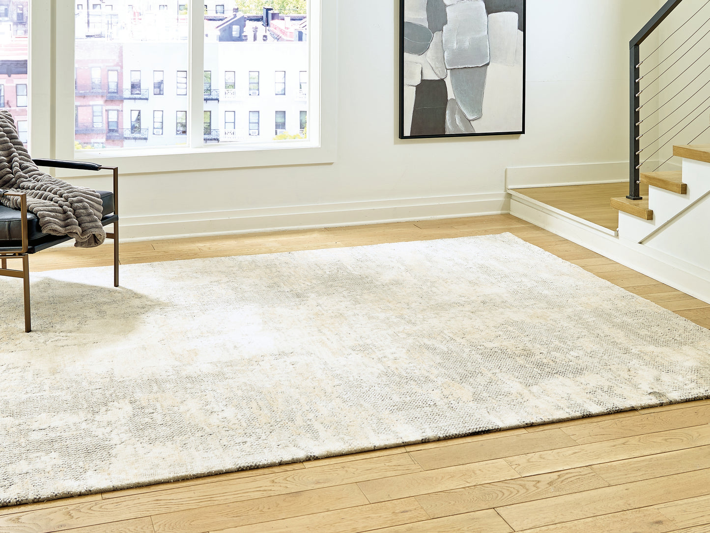 Stuart Furniture Outlet - Ashley Furniture - Raif Rug - Large Rug / Gray/White/Cream - R408081