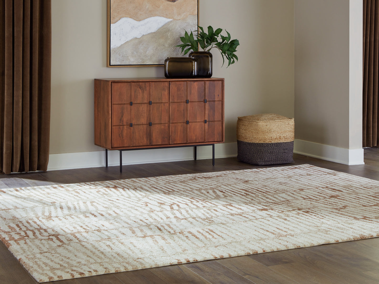 Stuart Furniture Outlet - Ashley Furniture - Uduak Rug - Large Rug / Cream/Tan/Rust - R408111