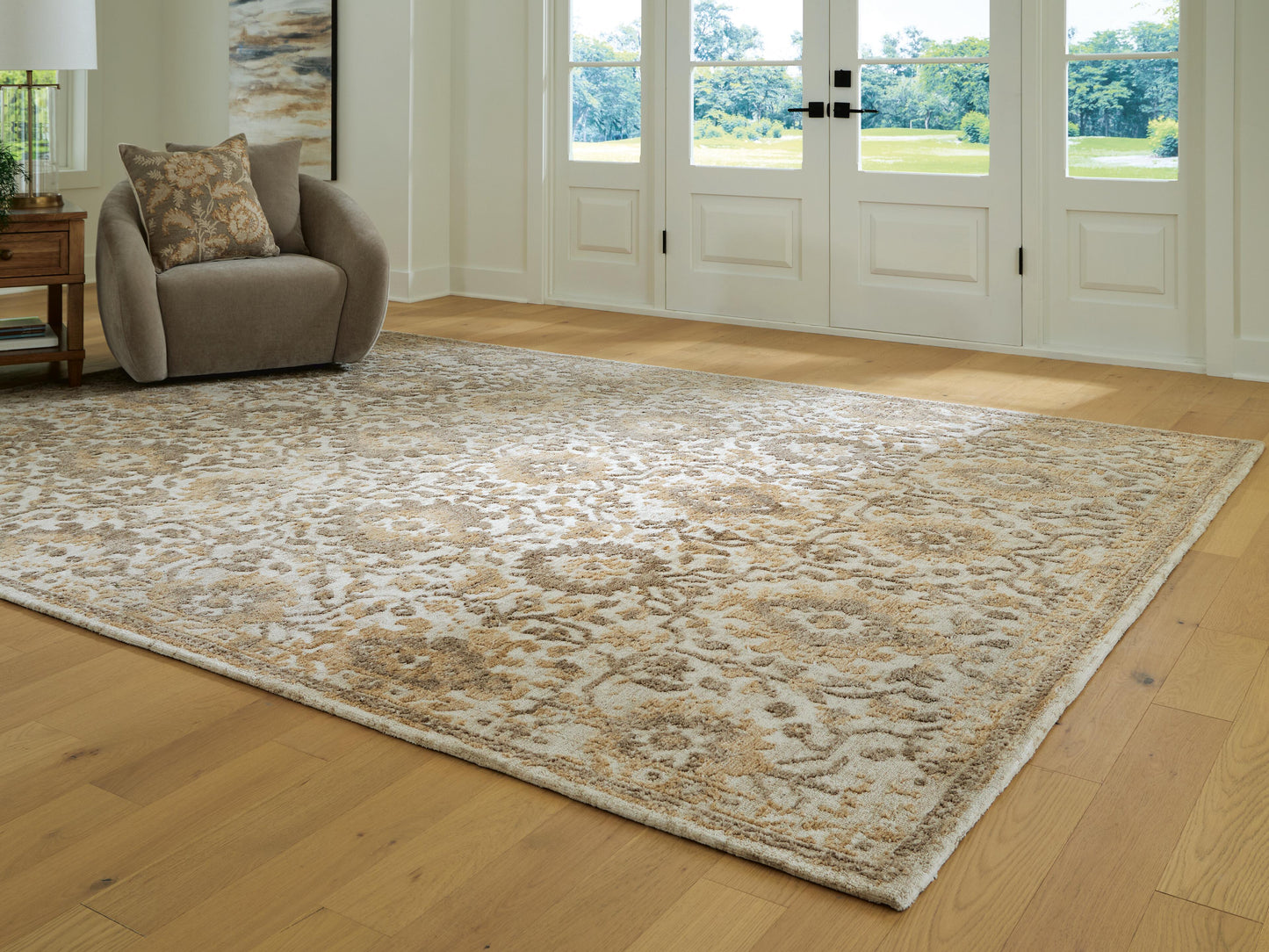 Stuart Furniture Outlet - Ashley Furniture - Sableridge Rug - Extra Large Rug / Ivory/Taupe/Camel - R408570