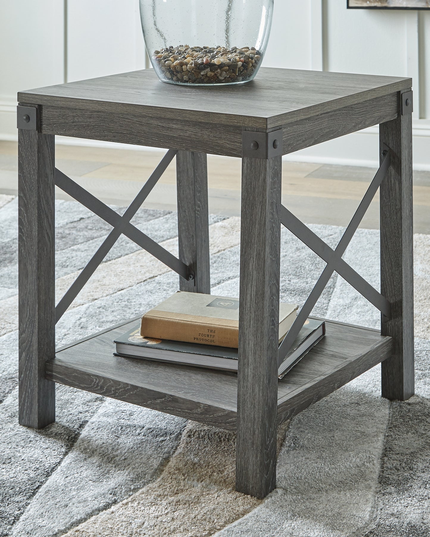 Stuart Furniture Outlet - Ashley Furniture - Freedan End Table - Square End Table / Grayish Brown - T175-2