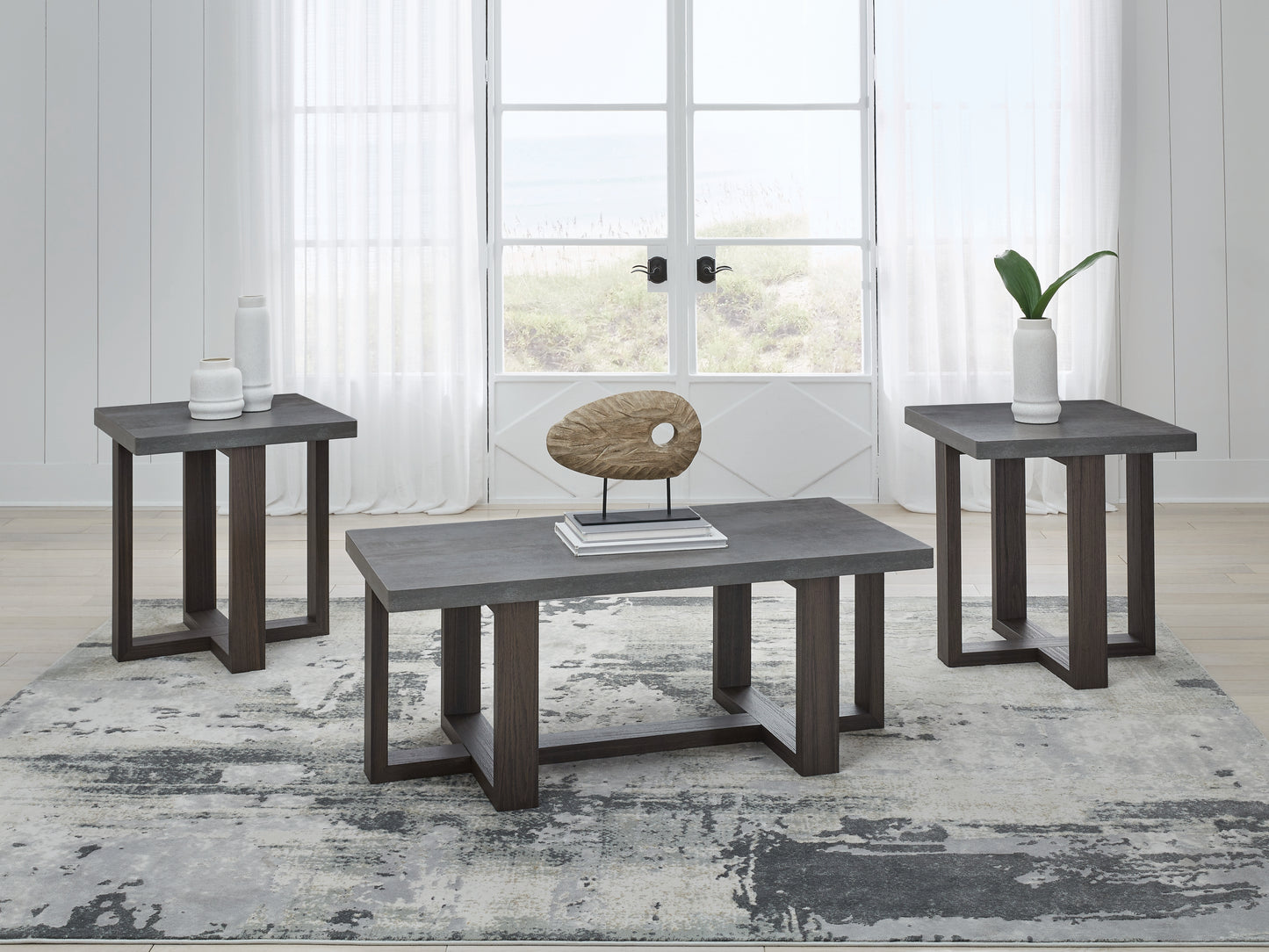 Stuart Furniture Outlet - Ashley Furniture - Dynnford Table (Set of 3) - Occasional Table Set (3/CN) / Gray/Brown - T216-13