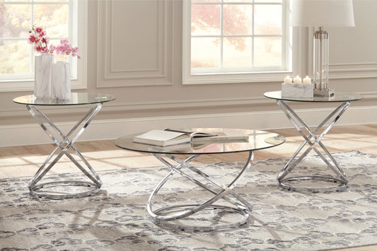 Stuart Furniture Outlet - Ashley Furniture - Hollynyx Table (Set of 3) - Occasional Table Set (3/CN) / Chrome Finish - T270-13