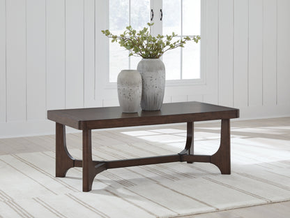 Stuart Furniture Outlet - Ashley Furniture - Korestone Coffee Table - Rectangular Cocktail Table / Dark Brown - T438-1