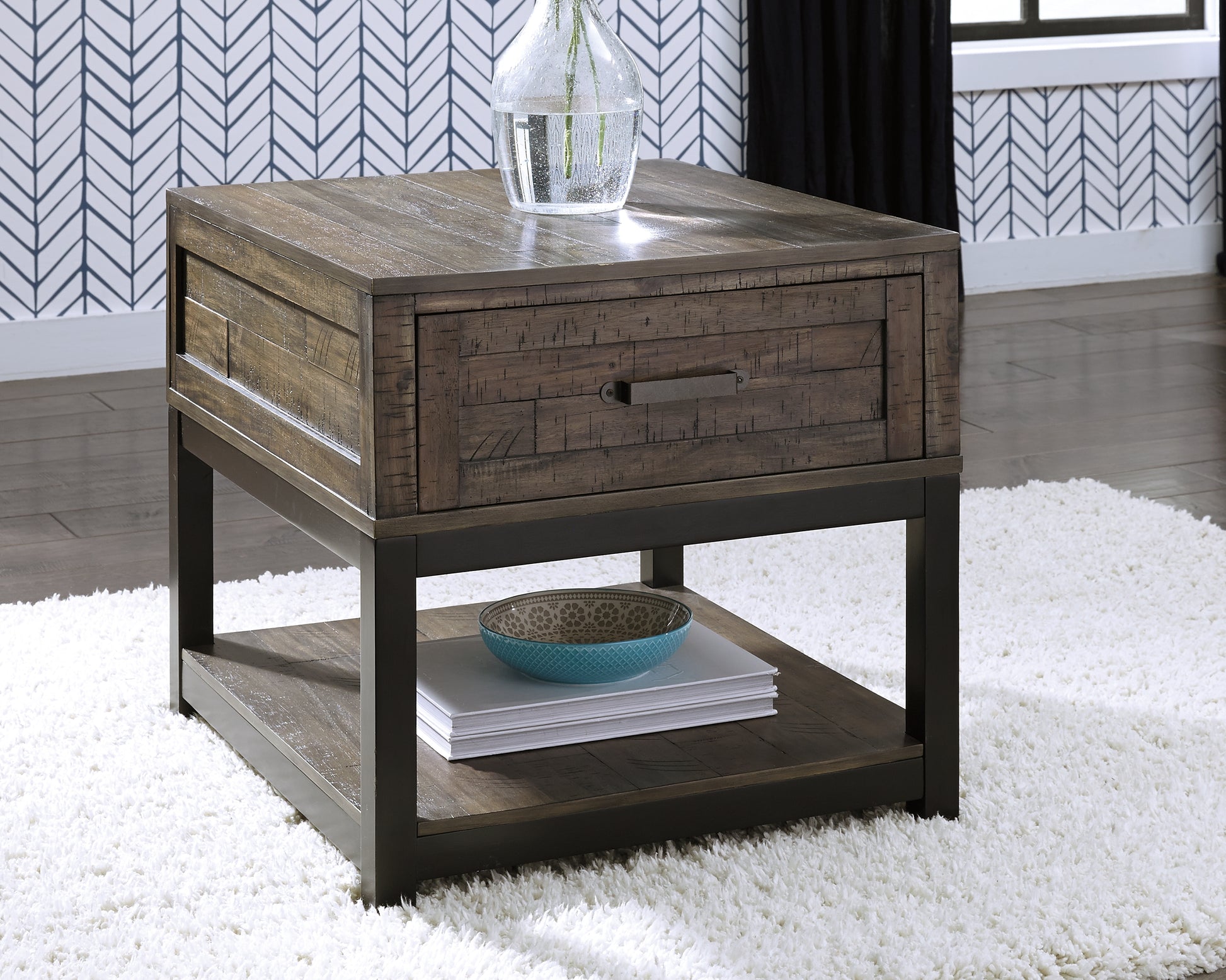 Stuart Furniture Outlet - Ashley Furniture - Johurst End Table - Rectangular End Table / Grayish Brown - T444-3
