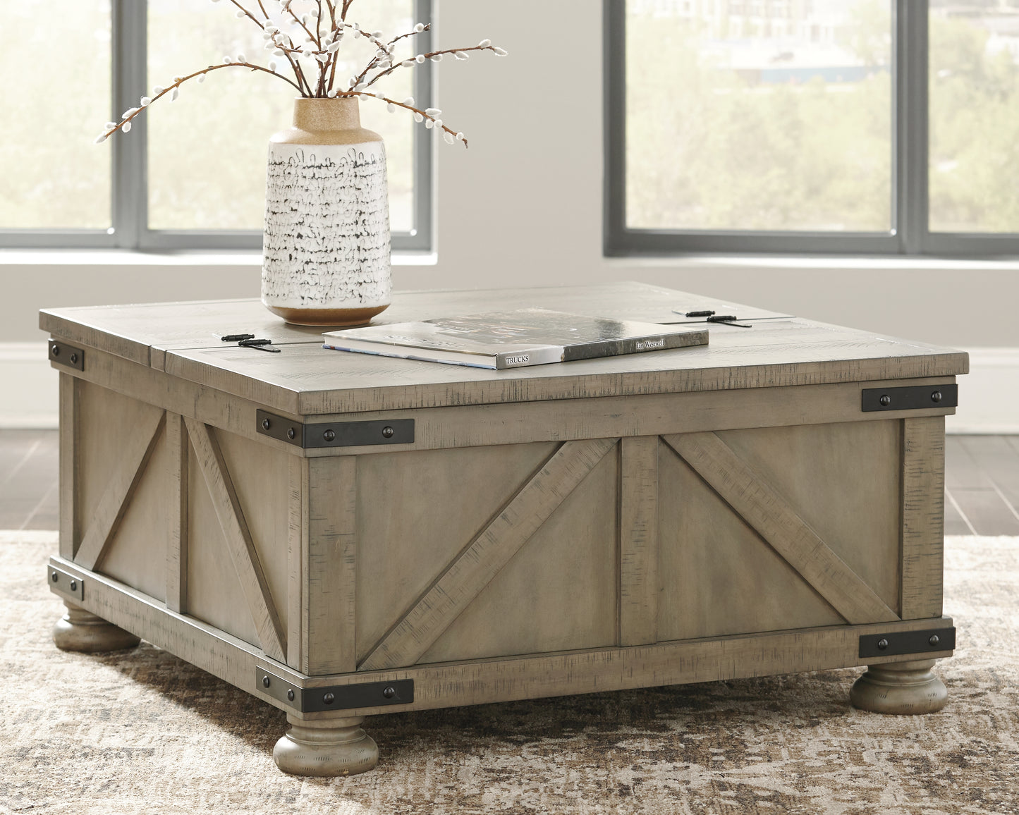 Stuart Furniture Outlet - Ashley Furniture - Aldwin Coffee Table With Storage - Cocktail Table with Storage / Gray - T457-20