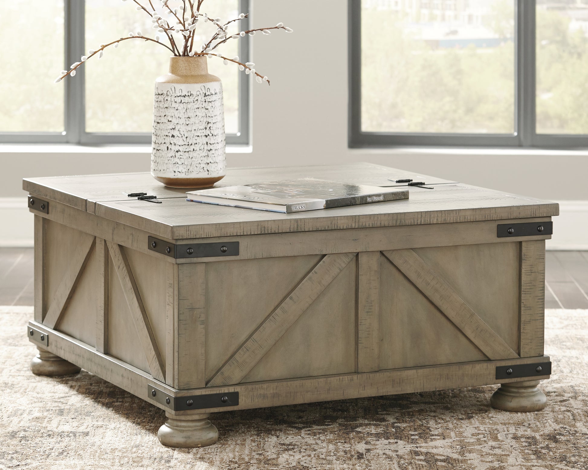 Stuart Furniture Outlet - Ashley Furniture - Aldwin Coffee Table With Storage - Cocktail Table with Storage / Gray - T457-20