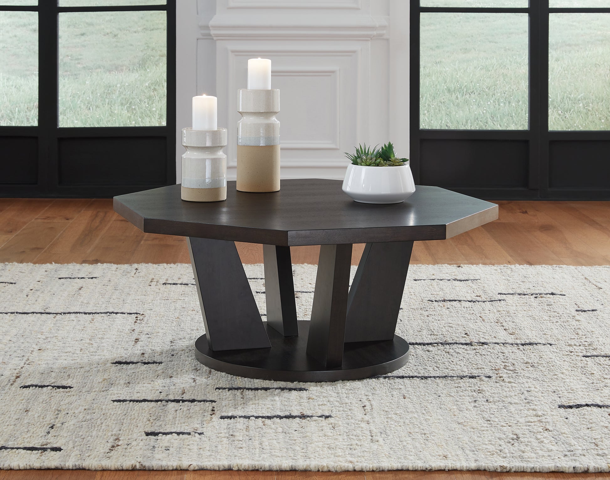 Stuart Furniture Outlet - Ashley Furniture - Chasinfield Coffee Table - Octagon Cocktail Table / Dark Brown - T458-8