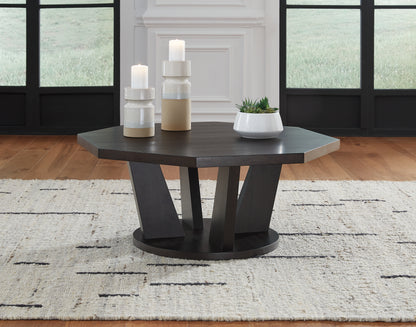 Stuart Furniture Outlet - Ashley Furniture - Chasinfield Coffee Table - Octagon Cocktail Table / Dark Brown - T458-8