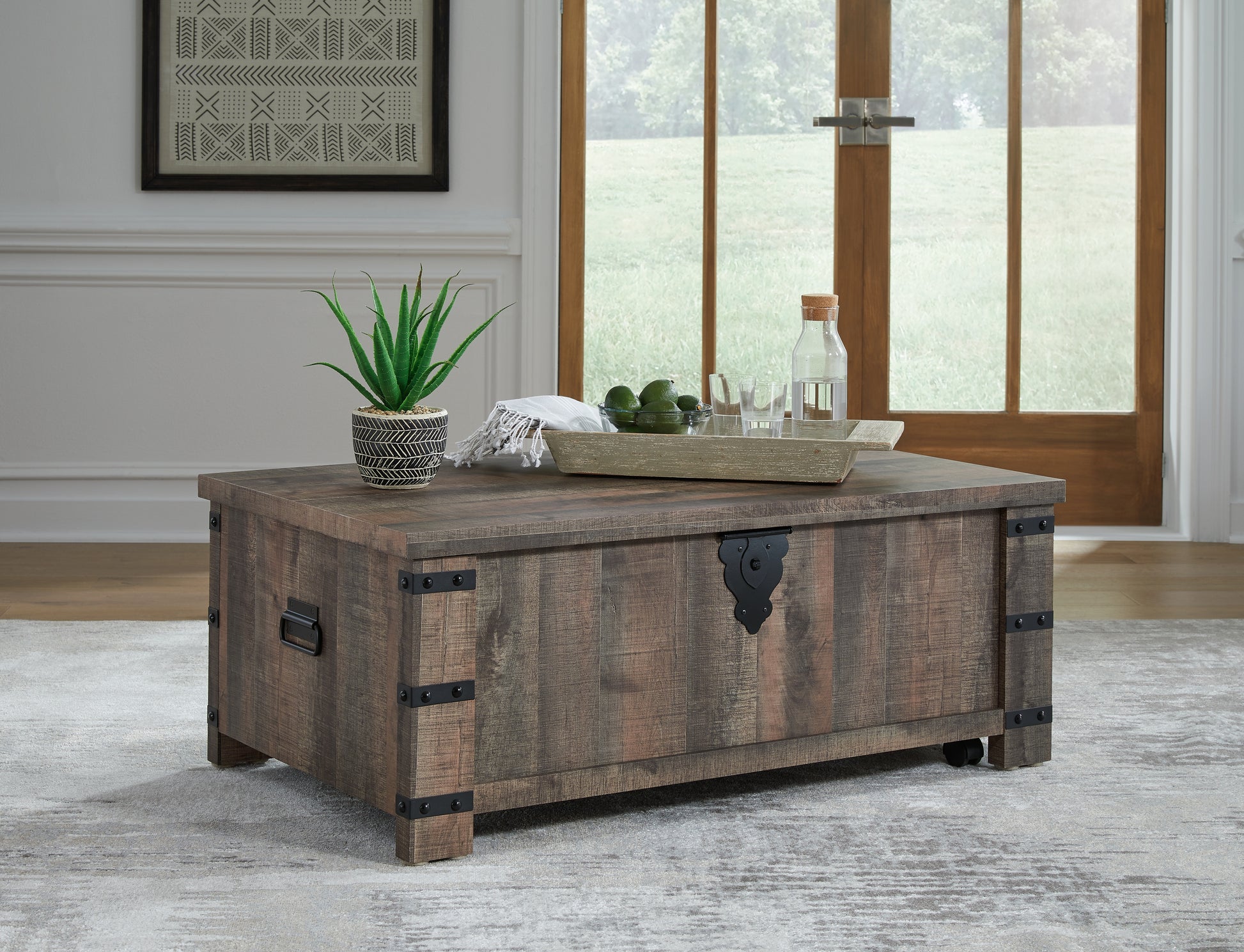 Stuart Furniture Outlet - Ashley Furniture - Hollum Lift-Top Coffee Table - Lift Top Cocktail Table / Rustic Brown - T466-9