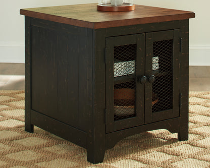 Stuart Furniture Outlet - Ashley Furniture - Valebeck End Table - Rectangular End Table / Black/Brown - T468-3