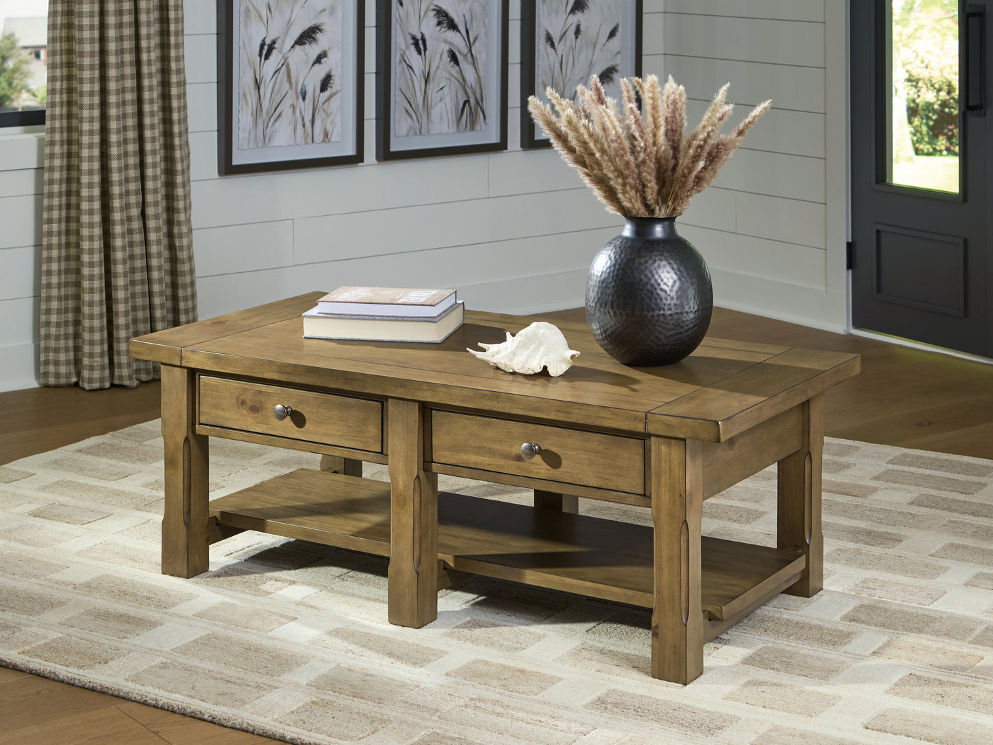 Stuart Furniture Outlet - Ashley Furniture - Vandenmore Coffee Table - Rectangular Cocktail Table / Medium Brown - T539-1