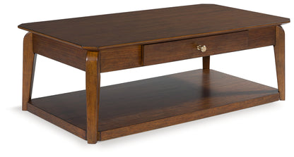 Stuart Furniture Outlet - Ashley Furniture - Trenmour Coffee Table - Rectangular Cocktail Table / Medium Brown - T596-1