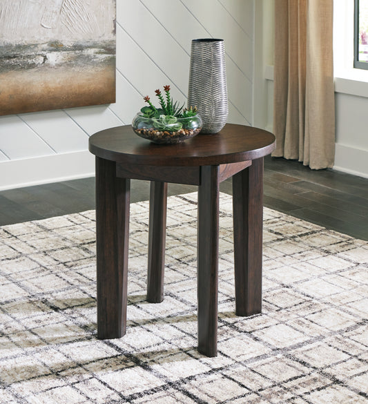 Stuart Furniture Outlet - Ashley Furniture - Korestone 2 End Table - Round End Table / Dark Brown - T657-6