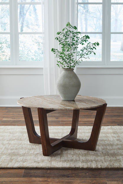 Stuart Furniture Outlet - Ashley Furniture - Tanidore Coffee Table - Round Cocktail Table / Warm Brown - T667-8