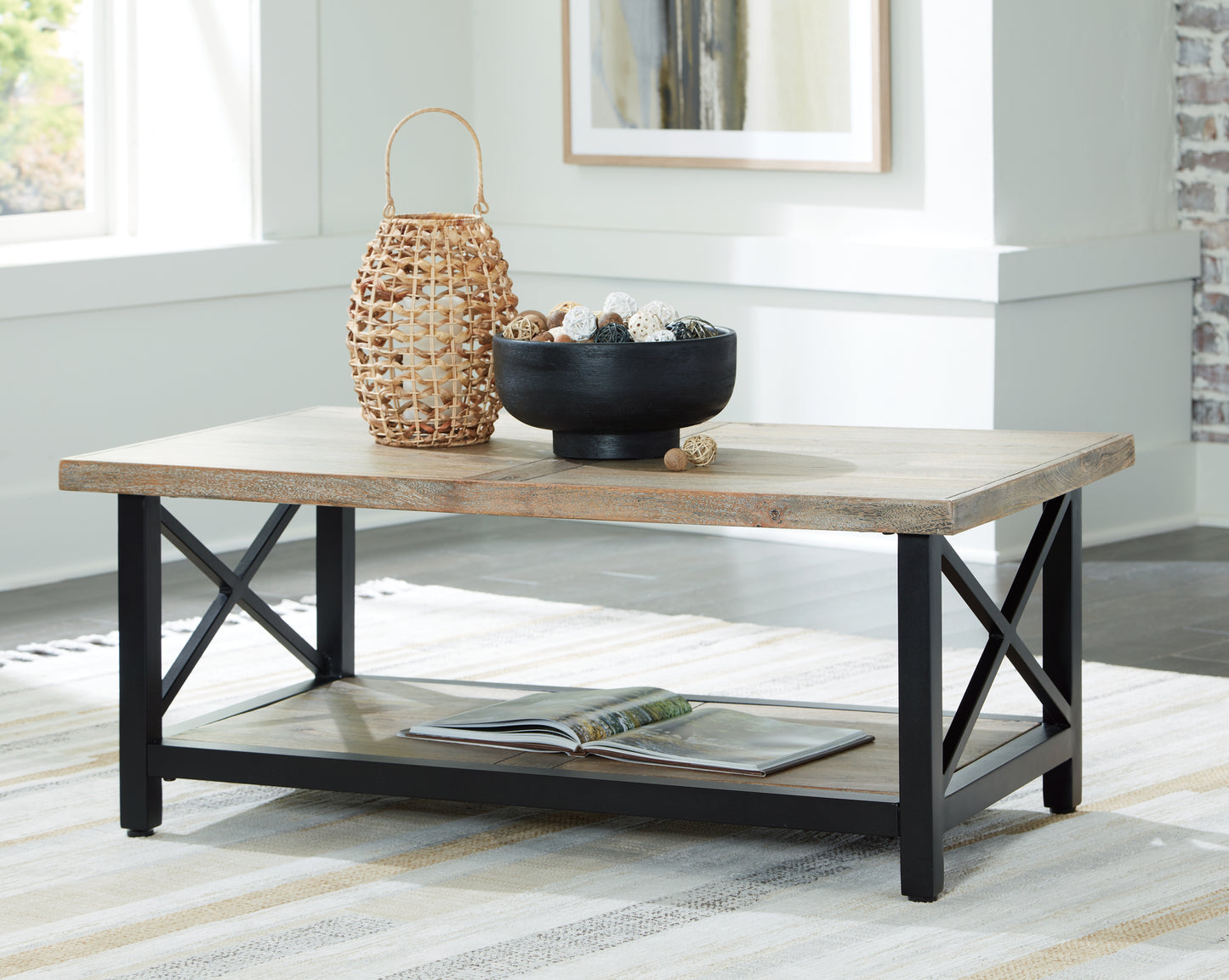 Stuart Furniture Outlet - Ashley Furniture - Bristenfort Coffee Table - Rectangular Cocktail Table / Brown/Black - T685-1