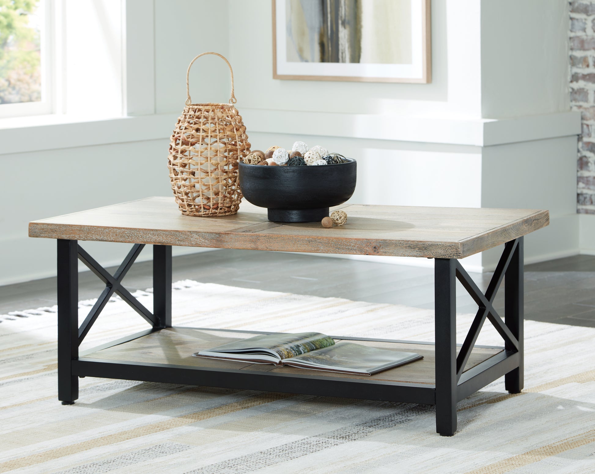 Stuart Furniture Outlet - Ashley Furniture - Bristenfort Coffee Table - Rectangular Cocktail Table / Brown/Black - T685-1