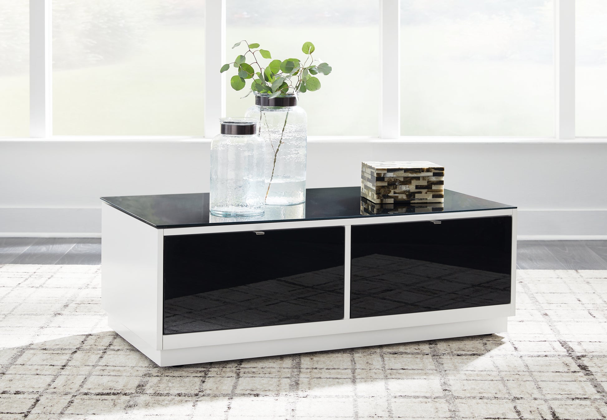 Stuart Furniture Outlet - Ashley Furniture - Gardoni Coffee Table - Rectangular Cocktail Table / White/Black - T756-1