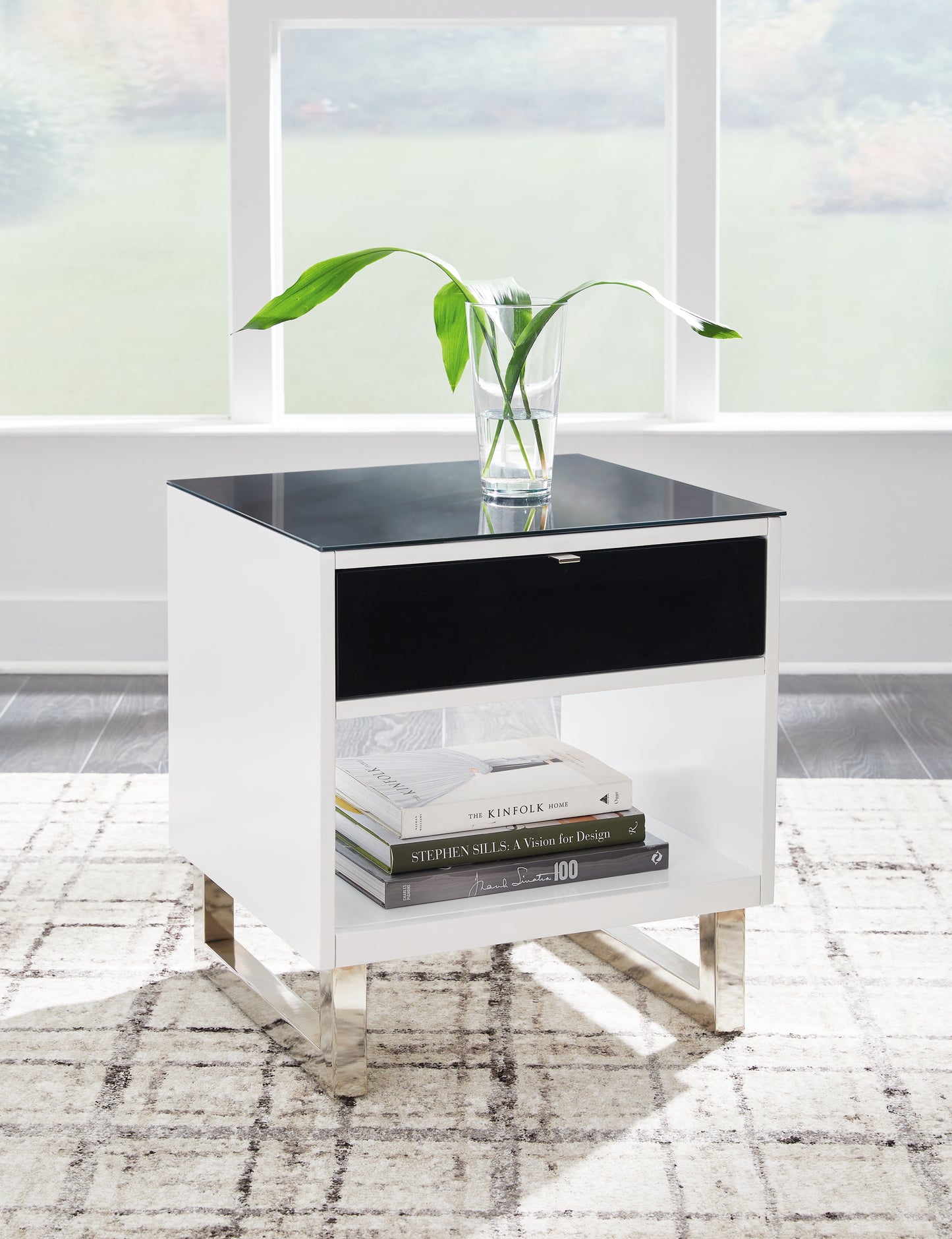 Stuart Furniture Outlet - Ashley Furniture - Gardoni End Table - Rectangular End Table / White/Black - T756-3
