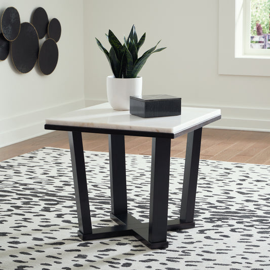 Stuart Furniture Outlet - Ashley Furniture - Fostead End Table - Square End Table / White/Espresso - T770-2