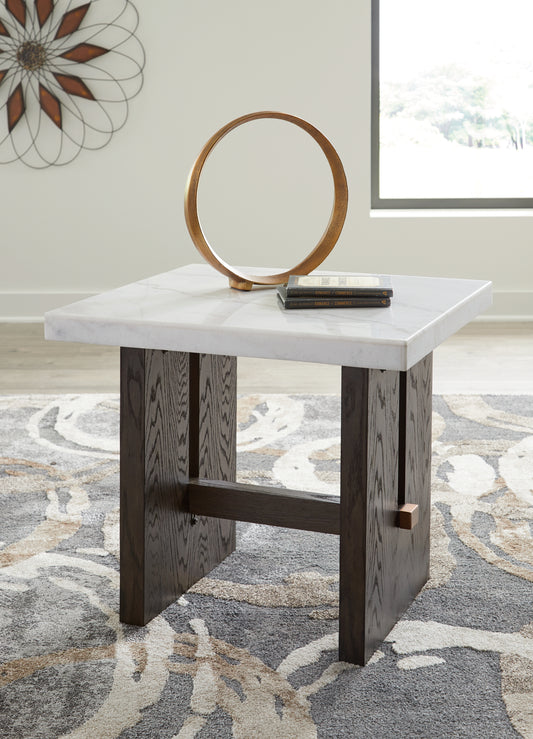 Stuart Furniture Outlet - Ashley Furniture - Burkhaus End Table - Rectangular End Table / White/Dark Brown - T779-3