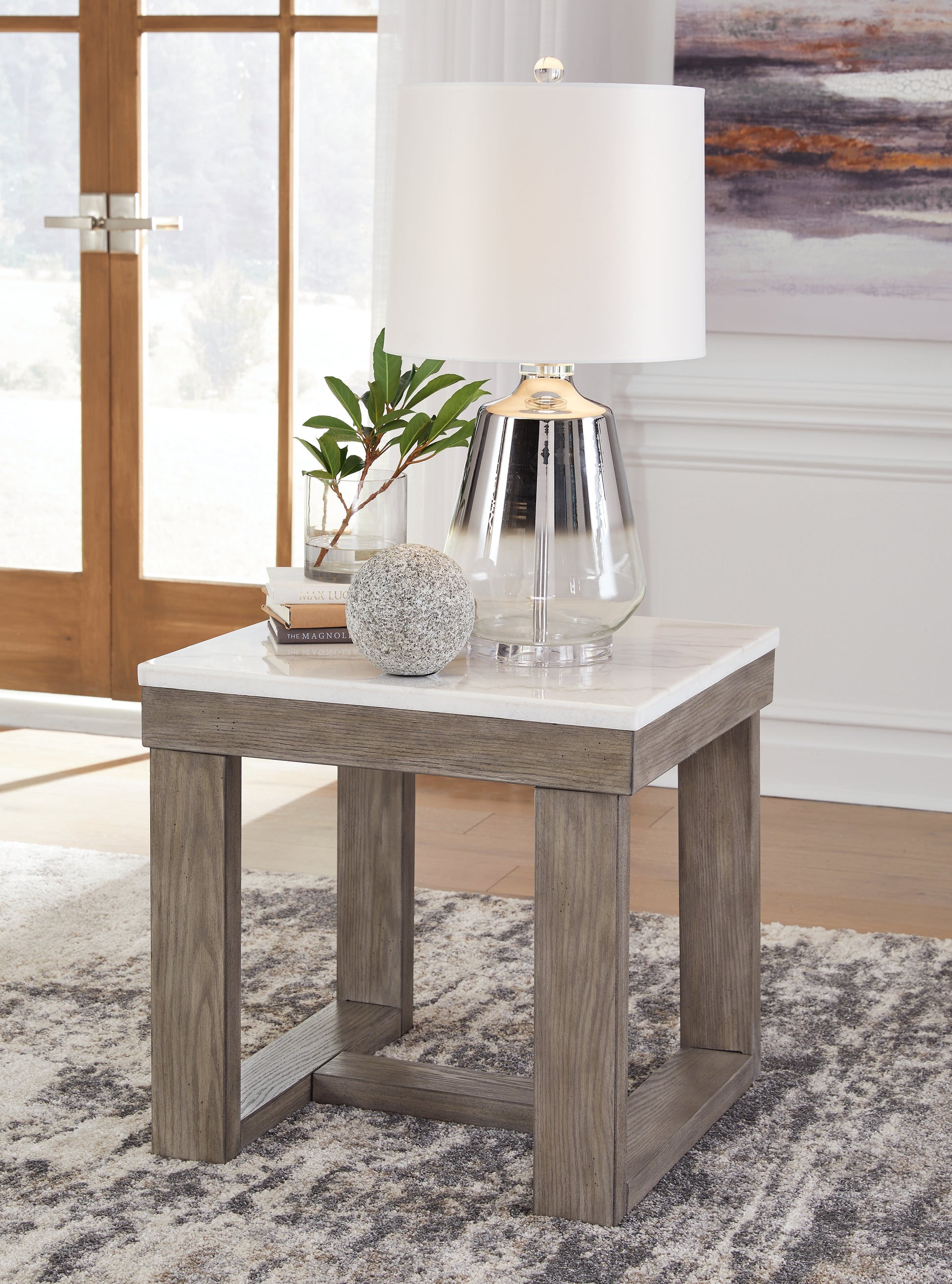 Stuart Furniture Outlet - Ashley Furniture - Loyaska End Table - Rectangular End Table / Grayish Brown/White - T854-3
