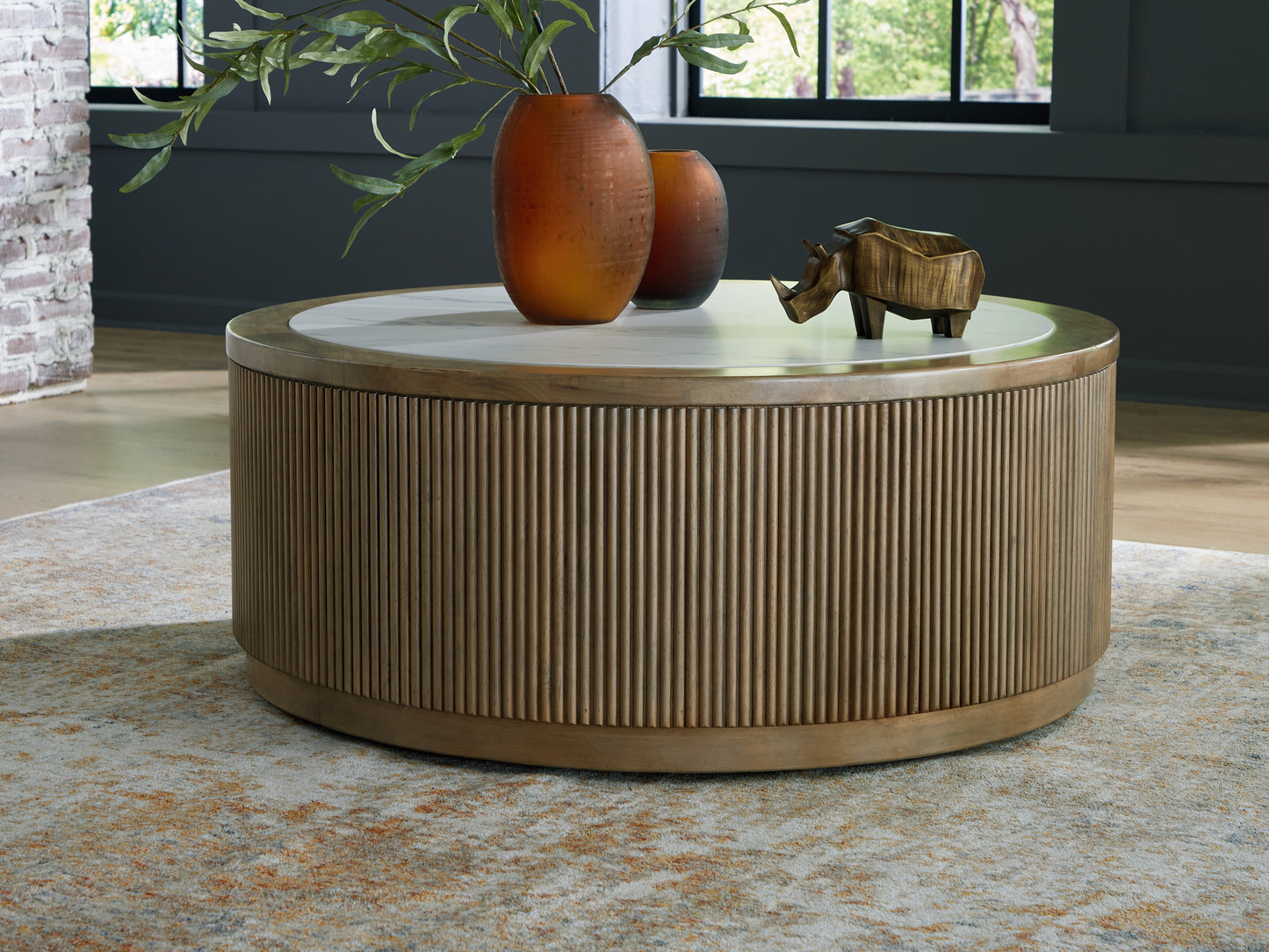 Stuart Furniture Outlet - Ashley Furniture - Camdill Coffee Table - Round Cocktail Table / Light Brown/White - T808-8