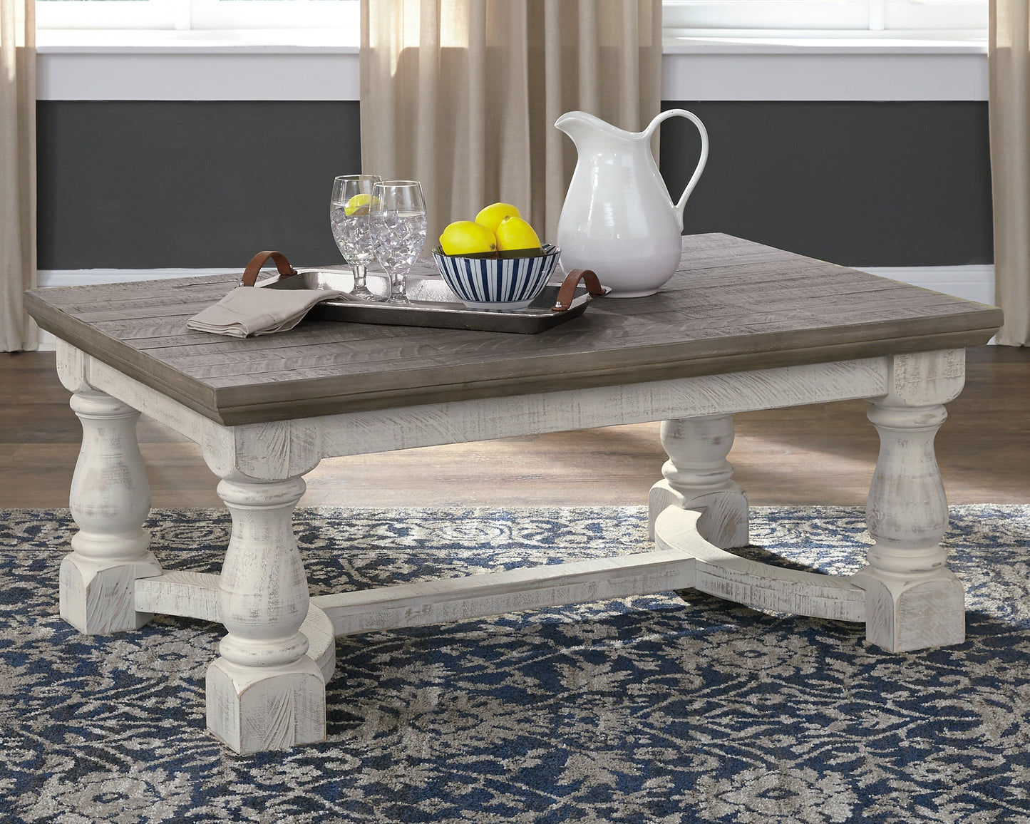 Stuart Furniture Outlet - Ashley Furniture - Havalance Coffee Table - Rectangular Cocktail Table / Gray/White - T814-1