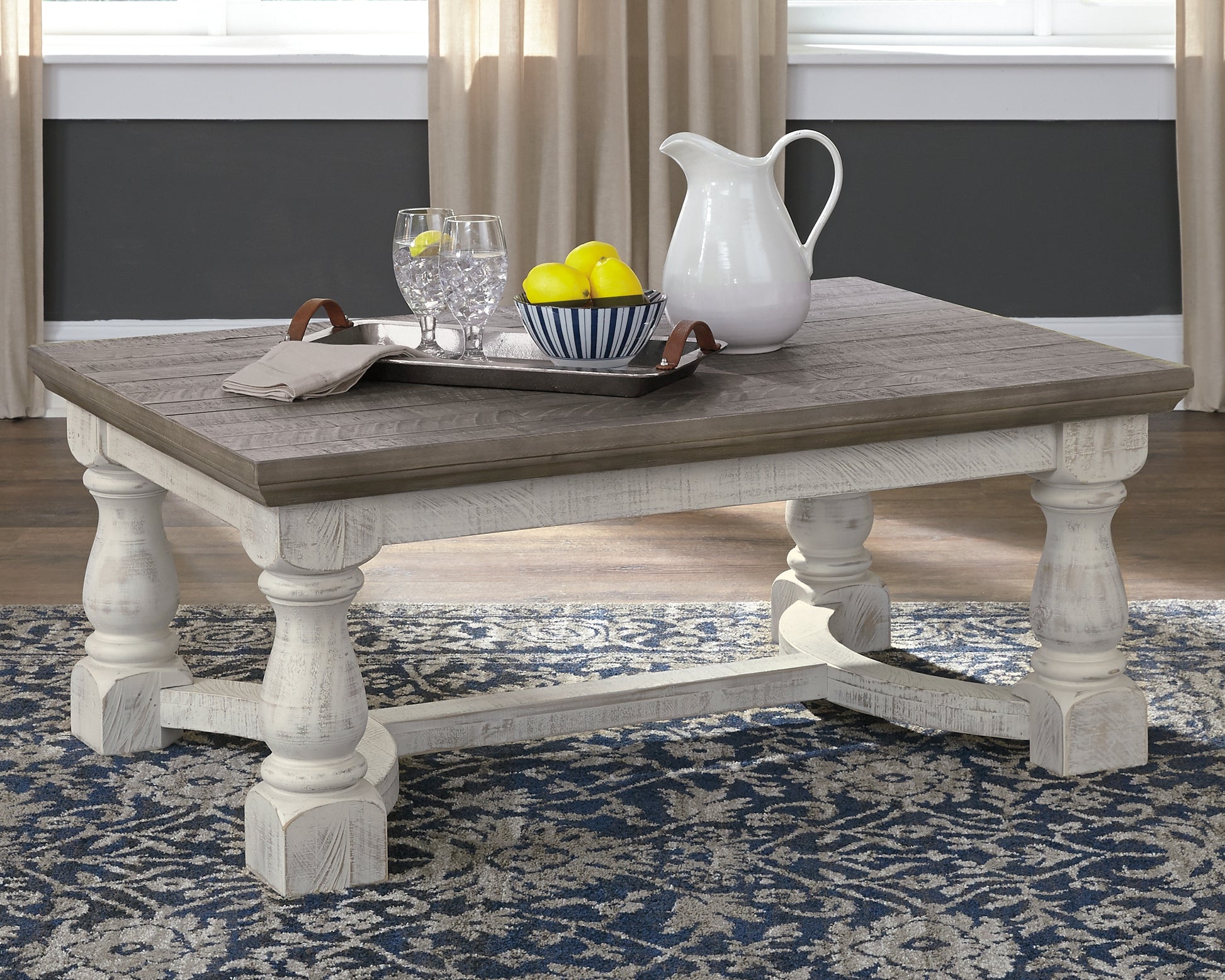 Stuart Furniture Outlet - Ashley Furniture - Havalance Coffee Table - Rectangular Cocktail Table / Gray/White - T814-1