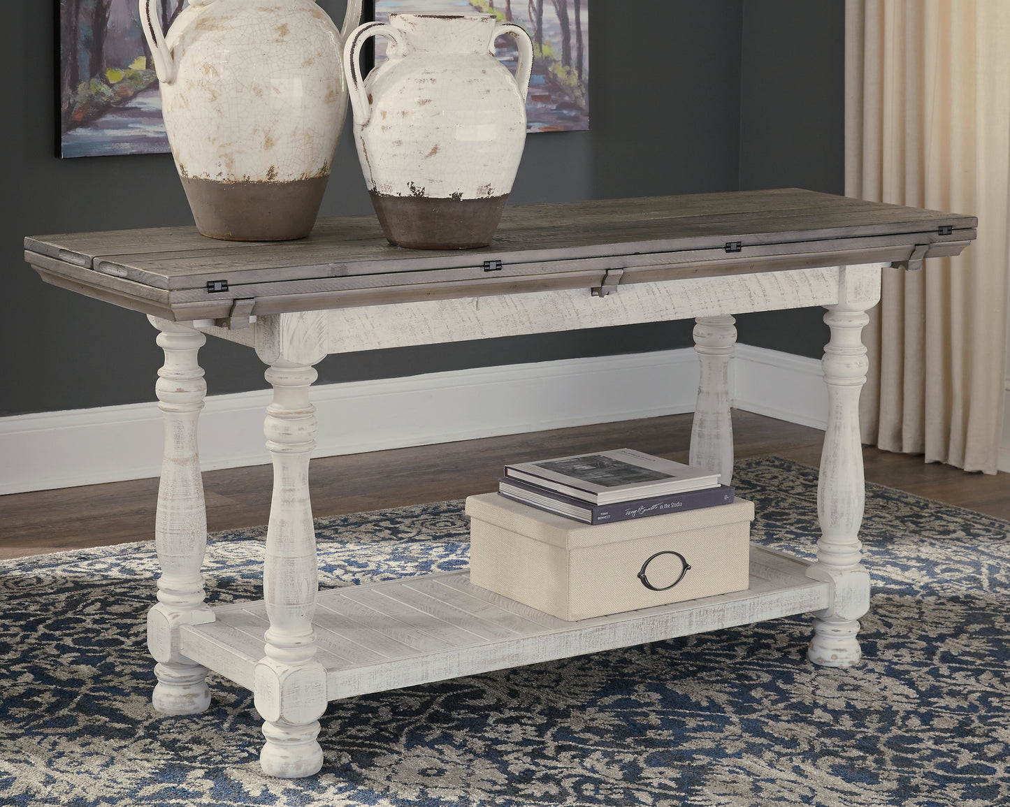 Stuart Furniture Outlet - Ashley Furniture - Havalance Sofa/Console Table - Flip Top Sofa Table / Gray/White - T814-4
