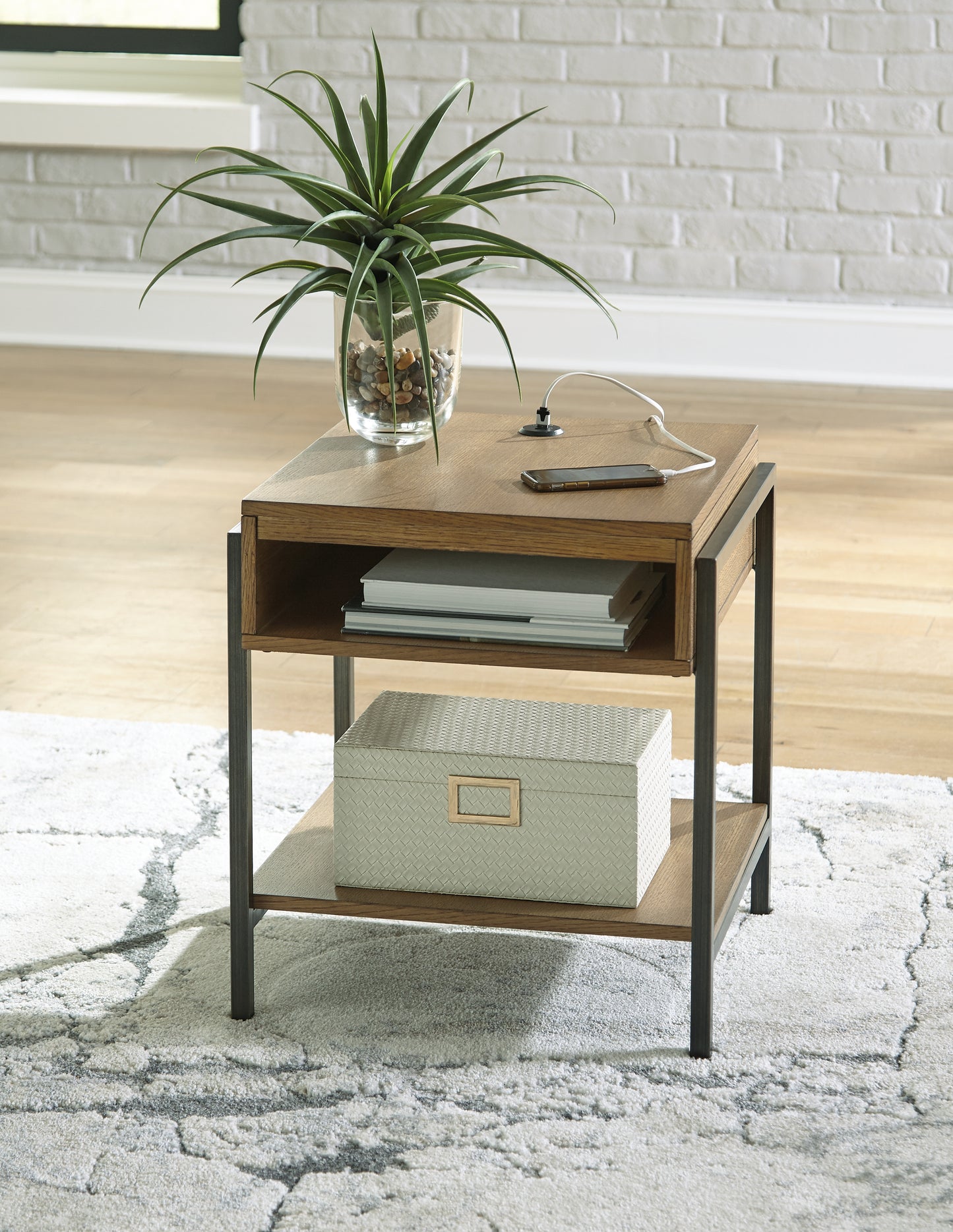 Stuart Furniture Outlet - Ashley Furniture - Fridley End Table - Rectangular End Table / Brown/Black - T964-3