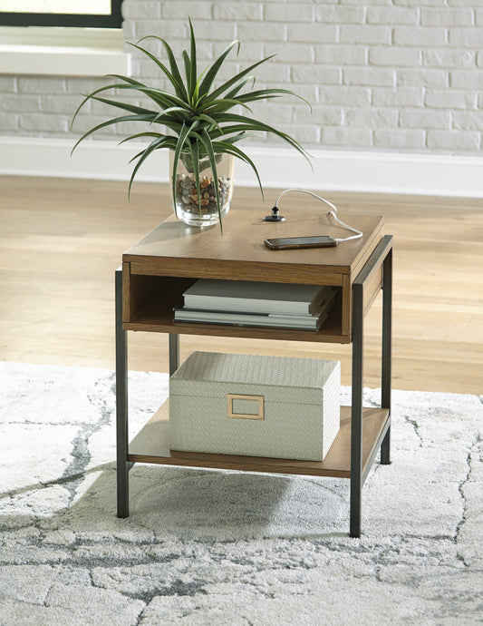 Stuart Furniture Outlet - Ashley Furniture - Fridley End Table - Rectangular End Table / Brown/Black - T964-3