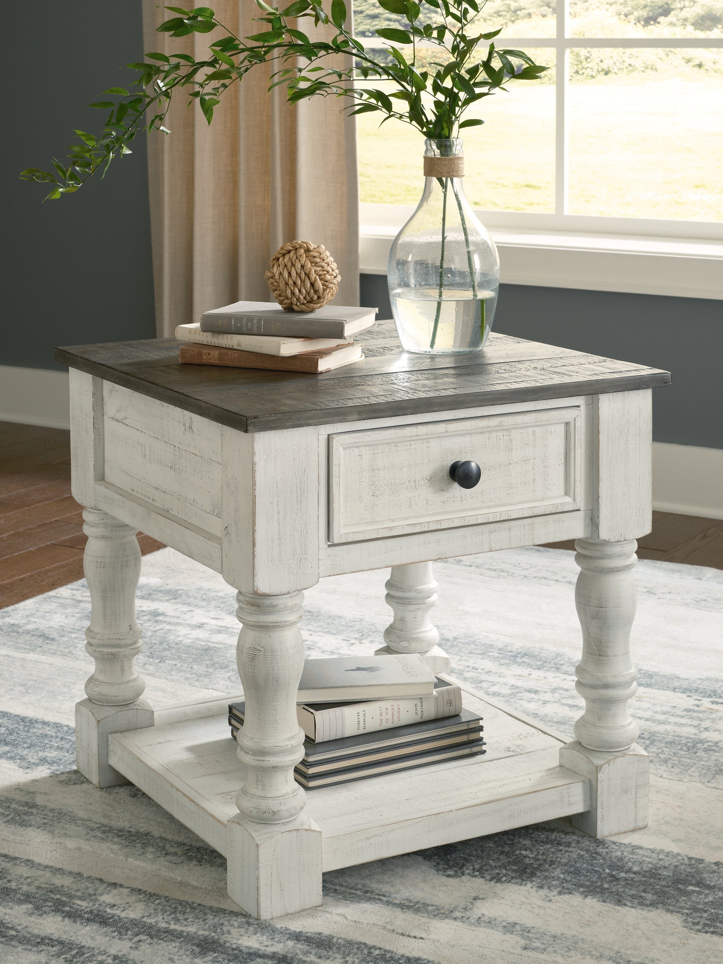 Stuart Furniture Outlet - Ashley Furniture - Havalance End Table - Square End Table / White/Gray - T994-2