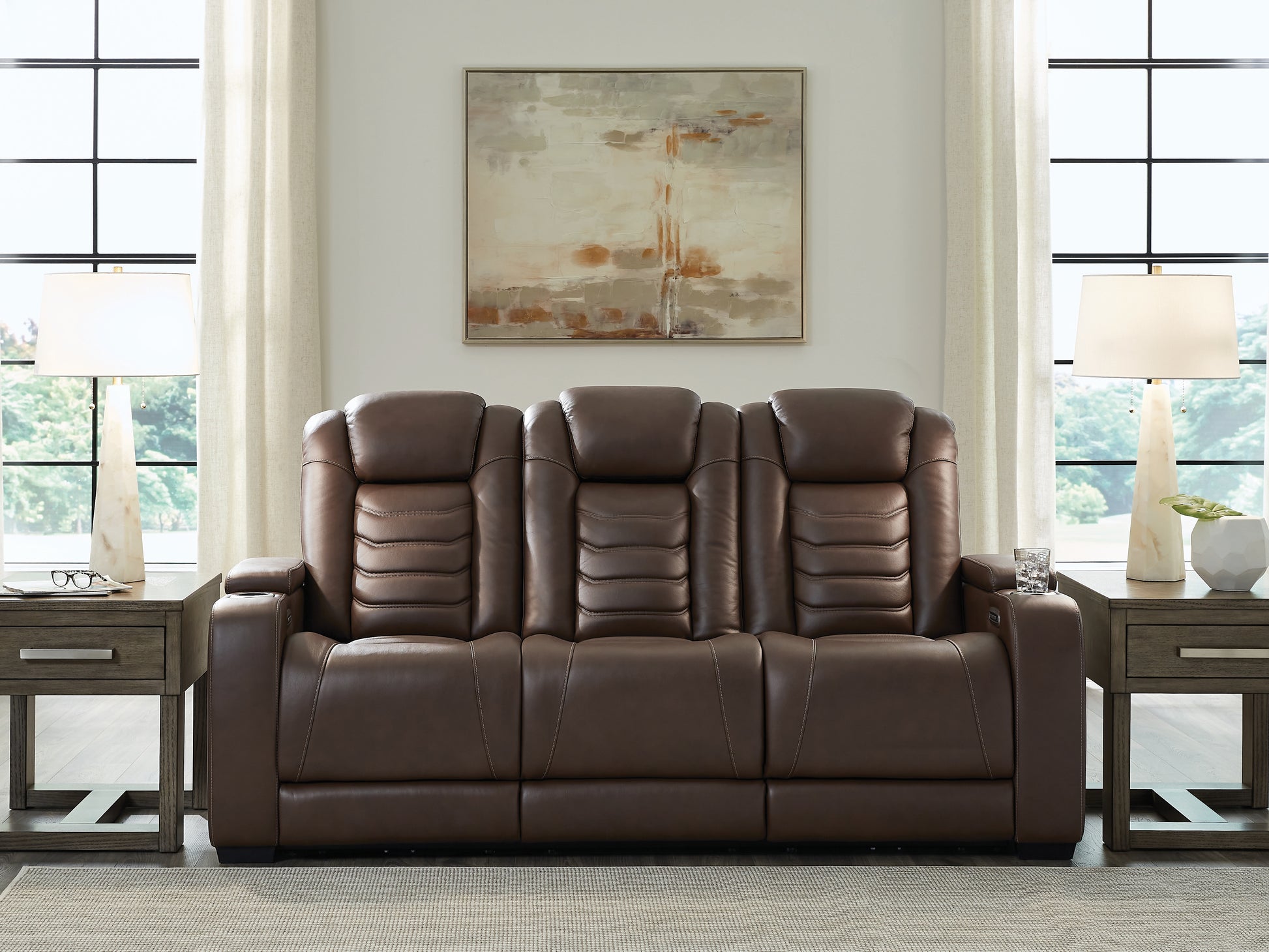 Stuart Furniture Outlet - Ashley Furniture - High Impact Living Room - PWR REC Sofa with ADJ Headrest / Tobacco - U1060115