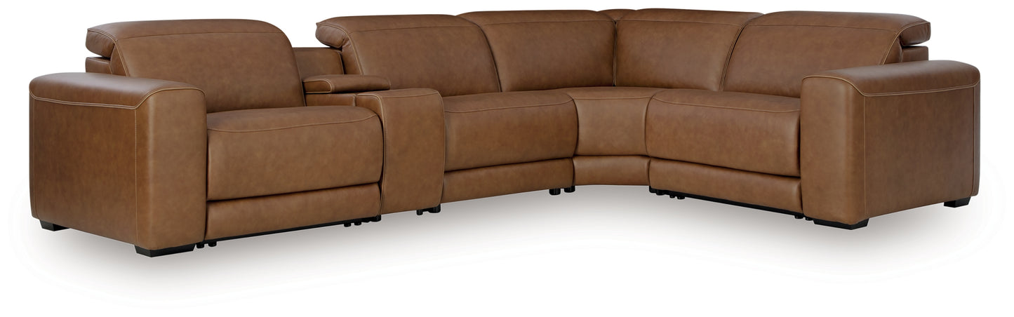 Stuart Furniture Outlet - Ashley Furniture - Magic Man Sectional - 5-Piece Power Reclining Sectional with Console / Caramel - PCU10700S12