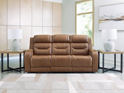 Stuart Furniture Outlet - Ashley Furniture - Knightington Living Room - PWR REC Sofa w/Audio Seating / Caramel - PCU1160015A